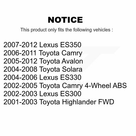 Kugel Rear Wheel Bearing Hub Assembly Kit For Toyota Camry Lexus Avalon ES350 Solara Highlander K70-100460